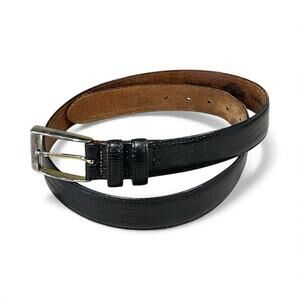 Martin Dingman Imported Lizard Grain Calf Leather Handmade In USA 34” Black Belt